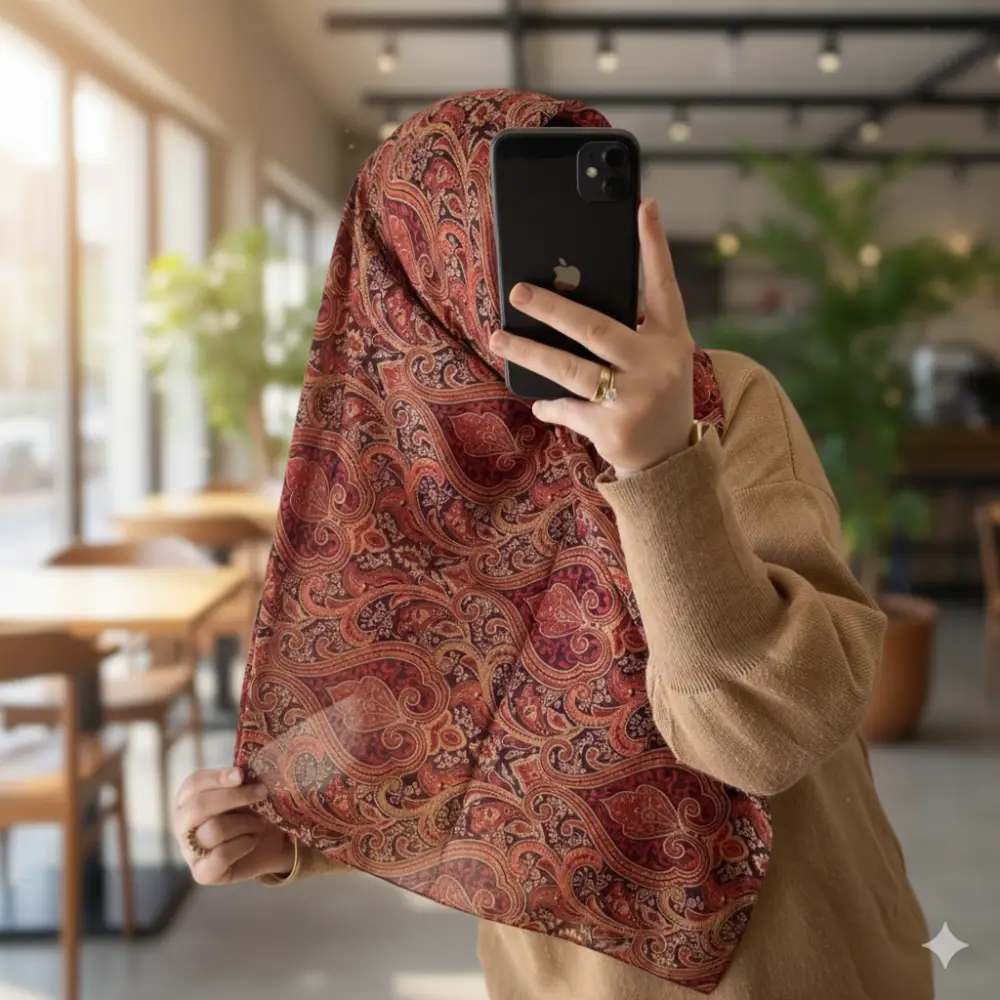 DKE-002 Desenli Koton Eşarp - 2